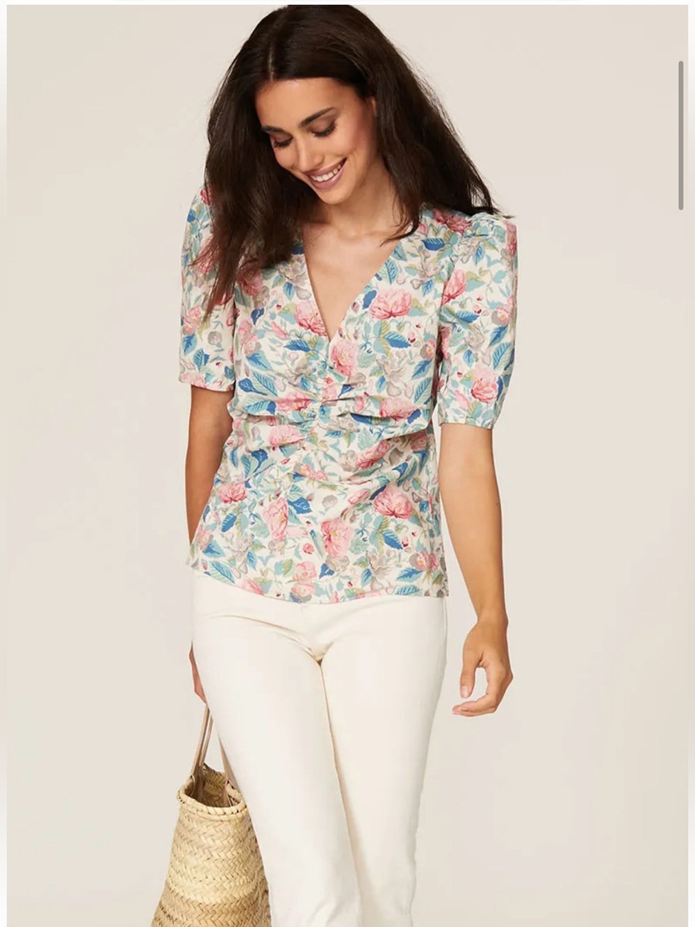 La Vie Rebecca Taylor Painted Garden floral Cotton top $225